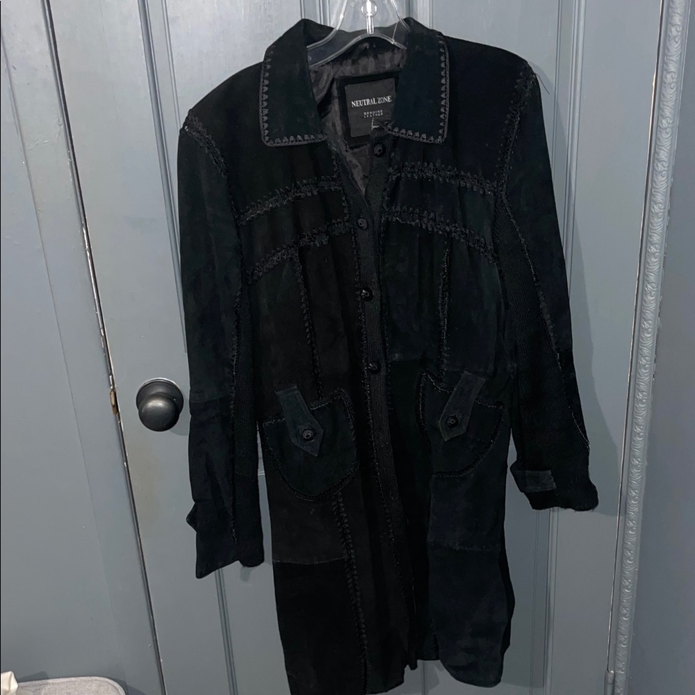 Black Genuine Leather Women's Coat